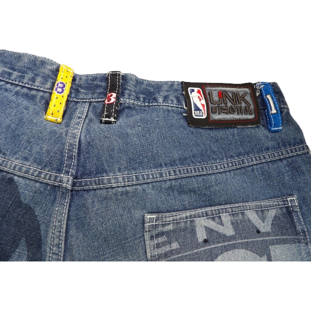 VTG UNK NBA All Star Men Jeans 38 Patchwork Jersey Bryant Iverson Baggy Denim - Picture 11 of 16